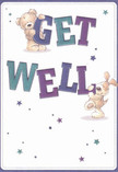 Vivid and uplifting, this illustrated get well card brings a burst of joy to Chadwell Heath's doorsteps. A lovable teddy bear and an exuberant pup leap from the artwork, balancing the large, jewel-toned 'Get Well' letters with playful energy and sincerity. Their fur, rendered in soft, tactile brushwork, looks inviting-an embrace in visual form-while the background, awash in creamy white, allows each feature to shine with clarity and brightness. Indigo and teal hues in the lettering draw the eye, much like the striking colours of spring flowers available from Chadwell Heath's local florists. Across the card, twinkling stars in cool purples and blues scatter hope, echoing the gentle magic of a kind gesture or a timely bouquet delivery on a rainy afternoon. More than a card, this scene is a celebration of warmth, innocence, and genuine kindness, offering visual comfort and a reminder of the community spirit that flourishes throughout Chadwell Heath.